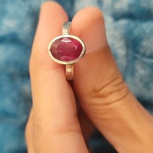 Burma Ruby in pure silver 999 ring